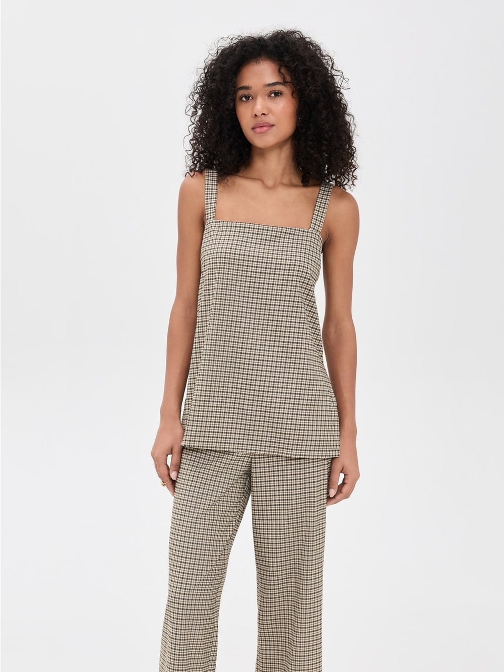 Kristen Two-Piece Set in Beige & Black Check